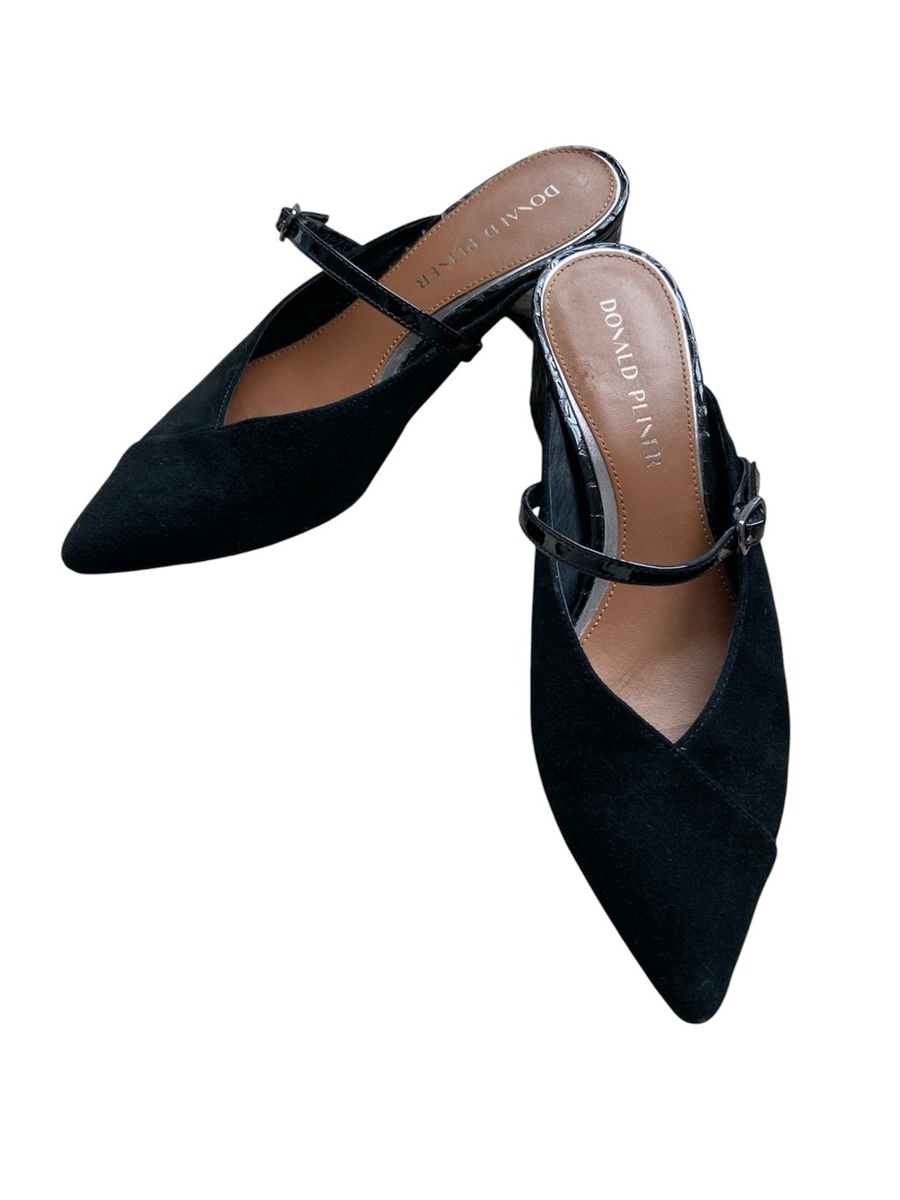Donald J. Pliner Black Suede Pointed Toe Mule Heels Size 7.5M